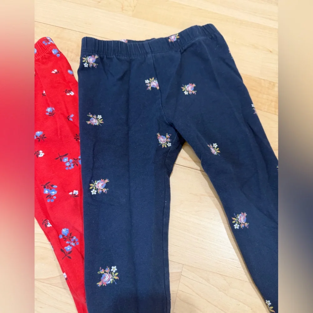 GAP Kids Red, Blue, and Black Patterned Leggings Trio